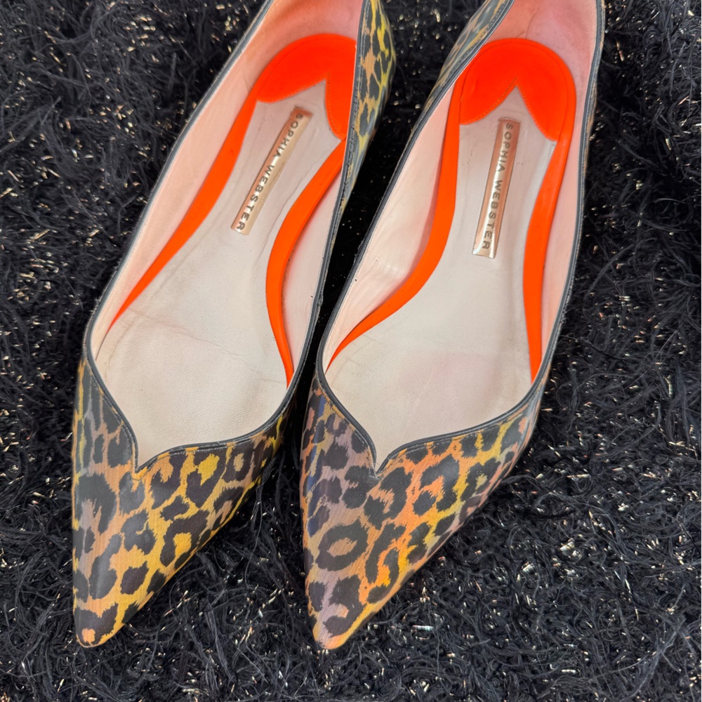 Sophia Webster Multicolor PVC Lola Holographic Leopard Ballet Flats Size 37.5